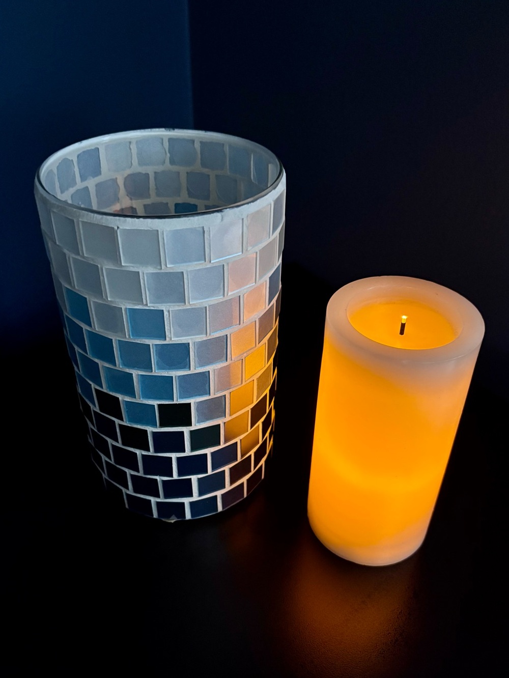 Mosaic Pillar Candle/Holder